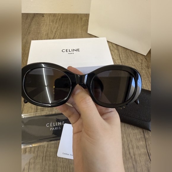 Celine Triomphe Oval Black Sunglasses - Picture 6 of 11